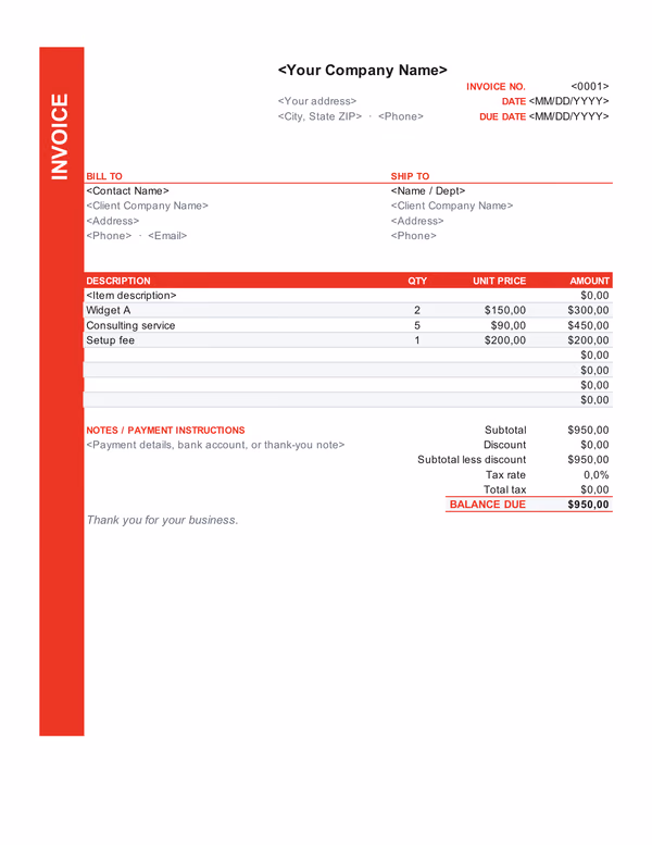 Estimate template preview