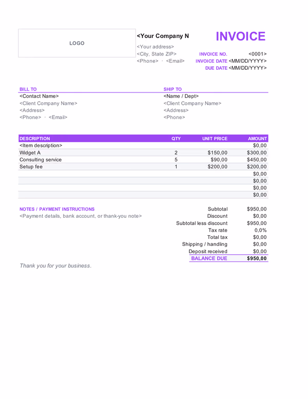 Receipt template preview