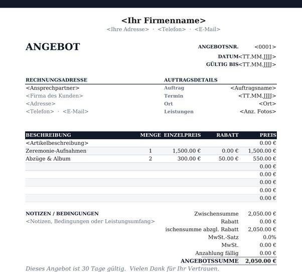 Kreative Angebotsvorlage