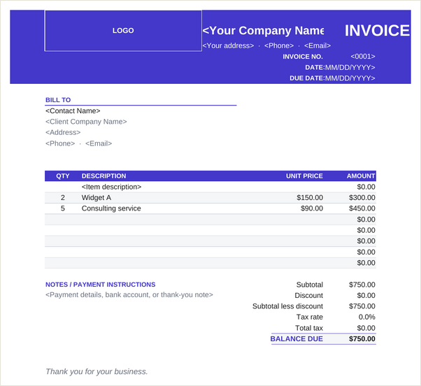 Bold invoice template