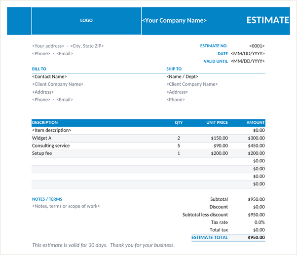 Logo Band estimate template