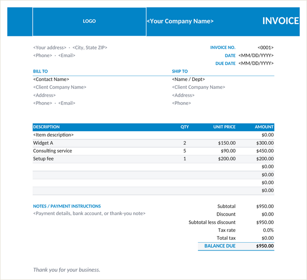 Logo Band invoice template