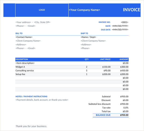 Modern invoice template