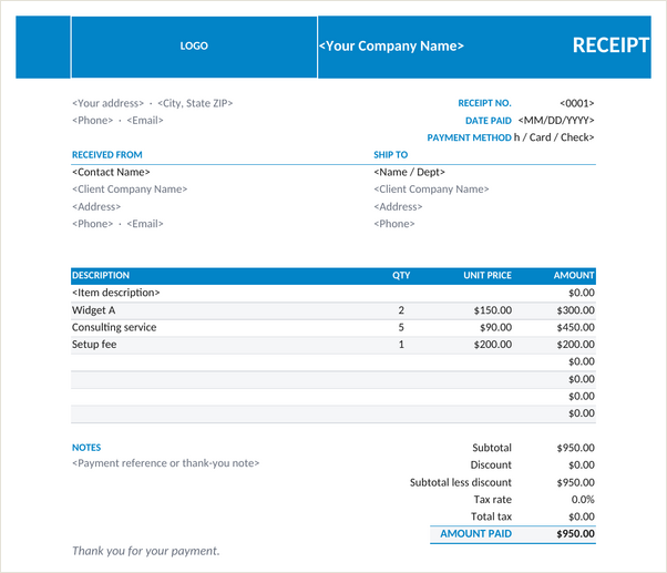Logo Band receipt template