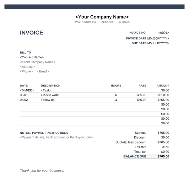 Statement invoice template