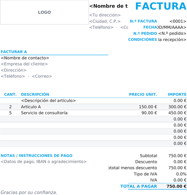 Plantilla de factura compacta