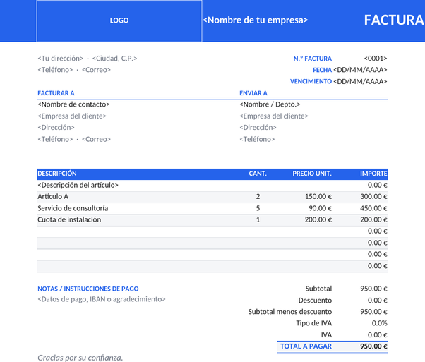 Plantilla de factura moderna