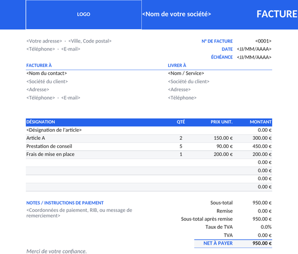 Modèle de facture moderne