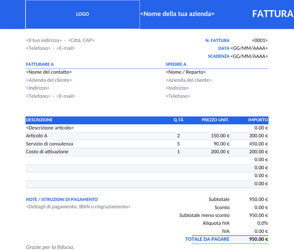 Modello di fattura moderno