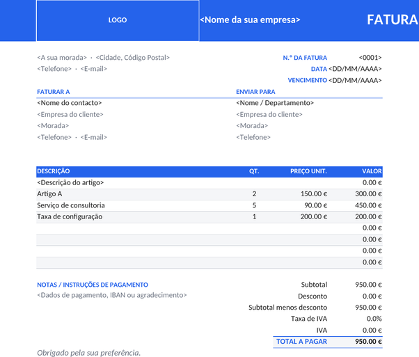 Modelo de fatura moderno