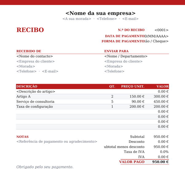 Modelo de recibo timbrado